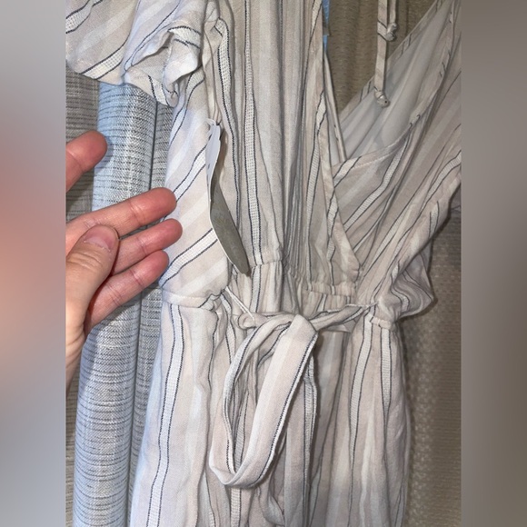 Altar'd State Cream Striped Wrap Romper - Picture 7 of 11